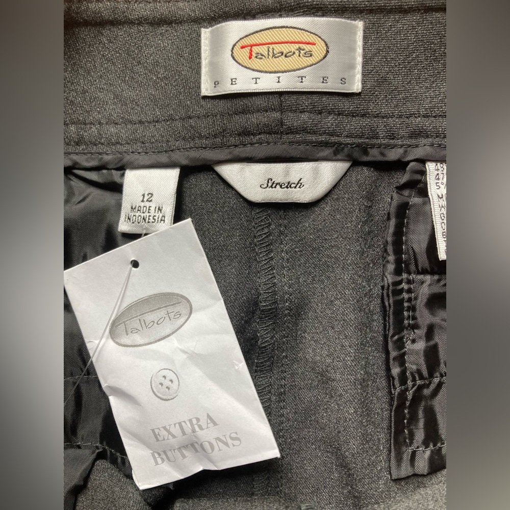 Talbots Petites Stretch Gray Women’s Straight Leg Dress Pants Slacks NWT Sz 12 - Picture 3 of 10